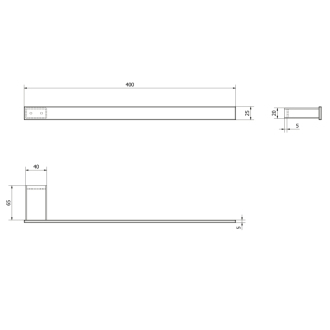 BELLA držiak uterákov 400x25x70mm, biela FA311W