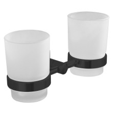 SAMBA dvojitý držiak pohárov, mliečne sklo, čierna SB205