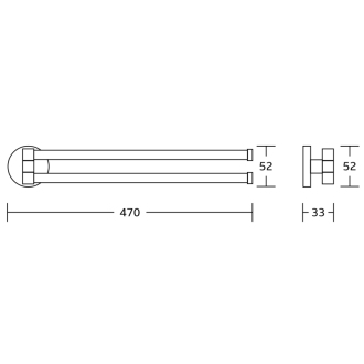 SAMBA otočný držiak uterákov dvojitý, 450mm, čierna SB221