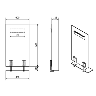 WEGA zrkadlo 400x800mm, s policou, čierna mat 60092-4B