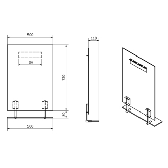 WEGA zrkadlo 500x800mm, s policou, čierna mat 60092-5B