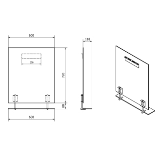 WEGA zrkadlo 600x800mm, s policou, čierna mat 60092-6B