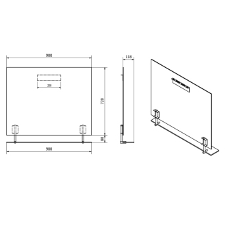 WEGA zrkadlo 900x800mm, s policou, čierna mat 60092-9B