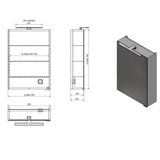 MIRRÓ galerka s LED osvetlením, 50x70x16cm, ľavá/pravá, biela MC050-0030