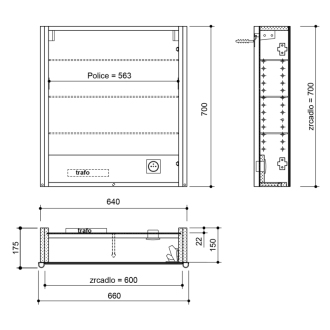 ALIX galerka s LED osvetlením 66x70x17, 5cm, ľavá/pravá, biela AX166-0030