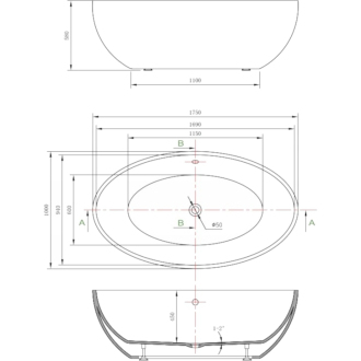 Mexen NIKE Vaňa voľne stojaca 175x100x58cm, biela 54071751000