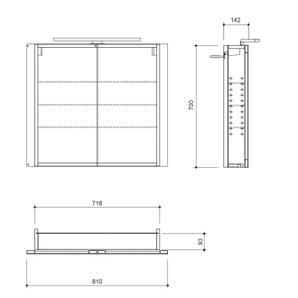 GRETA galerka s LED osvetlením, 81x70x14cm, biela mat GT080-0031