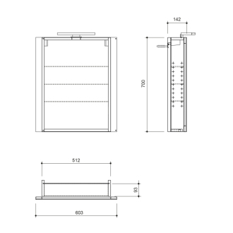 GRETA galerka s LED osvetlením, 60x70x14cm, čierna mat GT065-0035