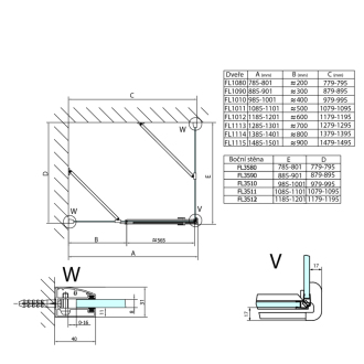 FORTIS LINE štvorcový sprchovací kút 1100x1100 mm, R variant FL1011RFL3511