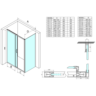 SIGMA SIMPLY obdĺžnikový sprchovací kút 1300x1000mm L/P variant, číre sklo GS1113GS3110