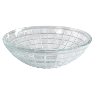 TOSEMI sklenené gravírované umývadlo, priemer 42 cm, číra TY153