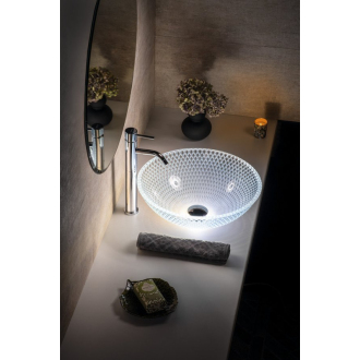 PUKETA sklenené gravírované umývadlo, priemer 42 cm, číra TY165