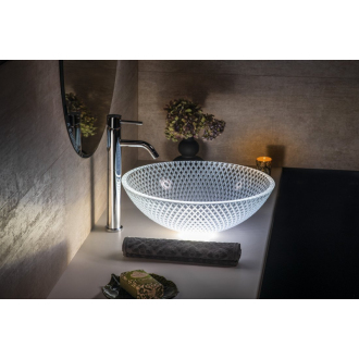 PUKETA sklenené gravírované umývadlo, priemer 42 cm, číra TY165