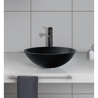 TELICA sklenené umývadlo, priemer 42 cm, čierna mat TY181B