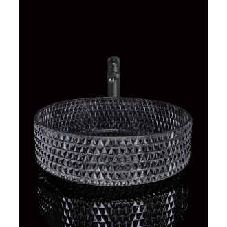 MARAGUA sklenené gravírované umývadlo, priemer 39,5 cm, čierna TY214
