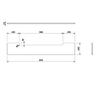 PONTE polica Rockstone 870x12x150mm, biela mat RS008