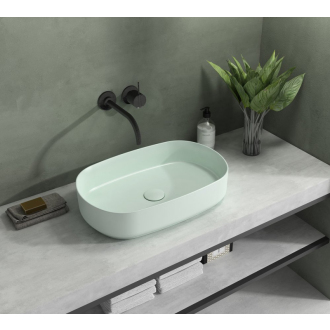 INFINITY OVAL keramické umývadlo na dosku, 55x36 cm, matná zelená mint 10NF65055-2T