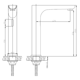 Senzorová vysoká stojanková batéria 230V AC / 6V DC (4xAA), chróm BT.ES6500