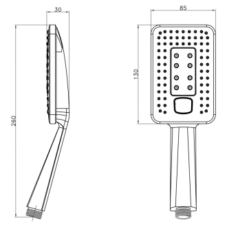 Ručná sprcha, 2 funkcie, 260mm, ABS/čierna SK975