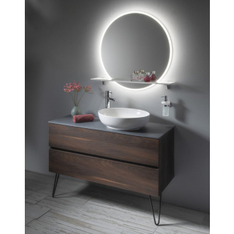 VISO okrúhle LED podsvietené zrkadlo pr.60cm s policou, biela mat VS060-01