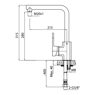 INOVA stojanková drezová batéria, výška 275 mm, chróm RH125