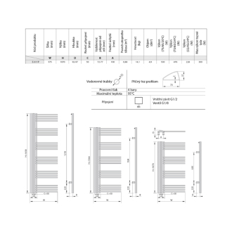 ELIT P vykurovacie teleso pravé 575x1070mm, 530W, strieborná E-611P