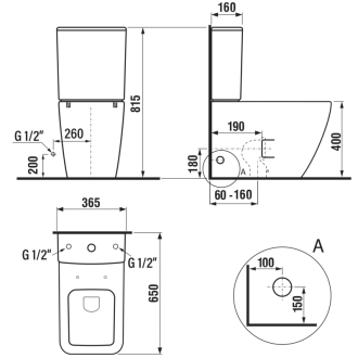 PORTO RIMLESS WC kombi, spodný/zadný odpad, biela PC102WR