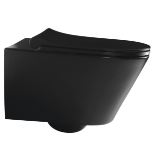AVVA závesná WC misa Rimless s bidet. spŕškou, 35,5x53 cm, čierna mat 100312-110