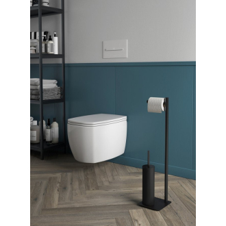 ARTU stojan s držiakom na toaletný papier a WC štetkou, hranatý, čierna mat 113214