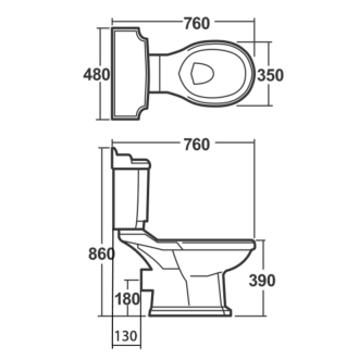 Aqualine ANTIK WC kombi misa, biela AK107-432