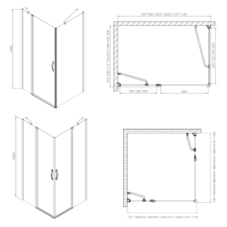 One štvorcový sprchovací kút 1100x1100mm L/P variant, rohový vstup GO4811GO4811