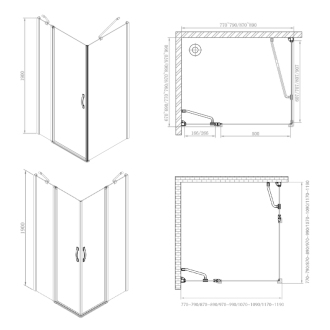 One obdĺžnikový sprchovací kút 800x1100mm L/P variant, rohový vstup GO4880GO4811