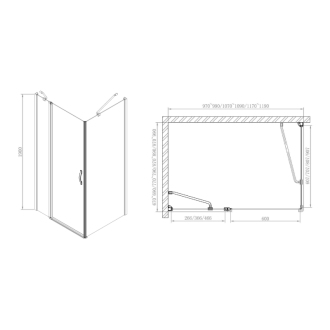 One štvorcový sprchovací kút 1000x1000mm L/P variant GO4810GO3510