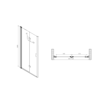 ONE sprchové dvere skladacie 900 mm, ľavé, číre sklo GO7290L