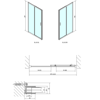 EASY LINE sprchové dvere 1000mm, číre sklo EL1015