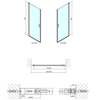 ZOOM LINE sprchové dvere 700mm, číre sklo ZL1270