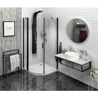 ZOOM LINE BLACK štvrťkruhová sprchová zástena 900x900mm, číre sklo, ľavá ZL2615BL