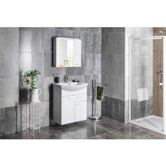 Aqualine ZOJA/KERAMIA FRESH galerka s LED osvetlením, 60x60x14cm, pravá, biela 45022