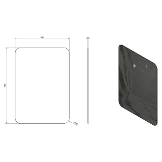 ISHAPE zrkadlo 500x700mm, zaguľatené rohy, bez úchytu AG457