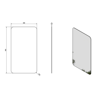 ISHAPE zrkadlo 500x900mm, zaguľatené rohy, bez úchytu AG495