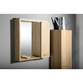 Aqualine ZOJA/KERAMIA FRESH galerka s LED osvetlením, 60x60x14cm, pravá, dub platín 45028