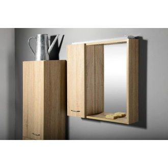 Aqualine ZOJA/KERAMIA FRESH galerka s LED osvetlením, 60x60x14cm, ľavá, dub platín 45027