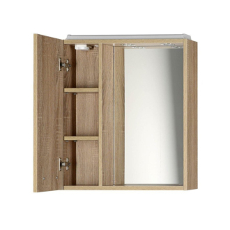 Aqualine ZOJA/KERAMIA FRESH galerka s LED osvetlením, 60x60x14cm, ľavá, dub platín 45027
