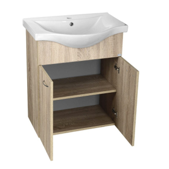 Aqualine KERAMIA FRESH umývadlová skrinka 60,6x74x34 cm, dub platín 50065