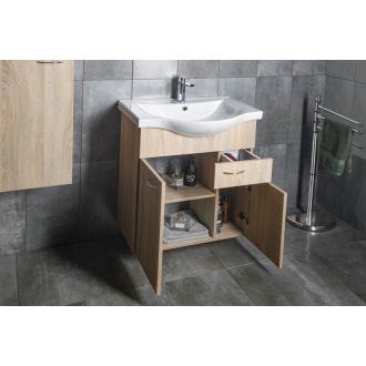 Aqualine KERAMIA FRESH umývadlová skrinka, 1 zásuvka, 60,6x74x34 cm, dub platín 50066