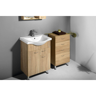Aqualine KERAMIA FRESH umývadlová skrinka, 1 zásuvka, 60,6x74x34 cm, dub platín 50066