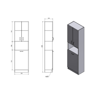 Aqualine SIMPLEX ECO vysoká skrinka s košom 50x180x30cm SIME510