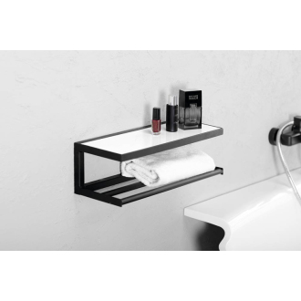 SKA nástenná polica 450x140x160mm, čierna mat s bielou MDF doskou SKA401