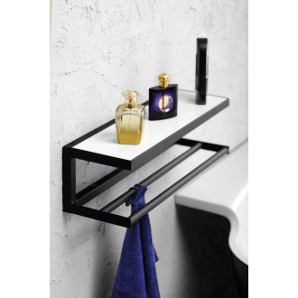 SKA nástenná polica 450x140x160mm, čierna mat s bielou MDF doskou SKA401