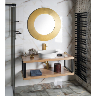 SUNBEAM okrúhle zrkadlo v ráme, pr.90cm, zlatá SB900